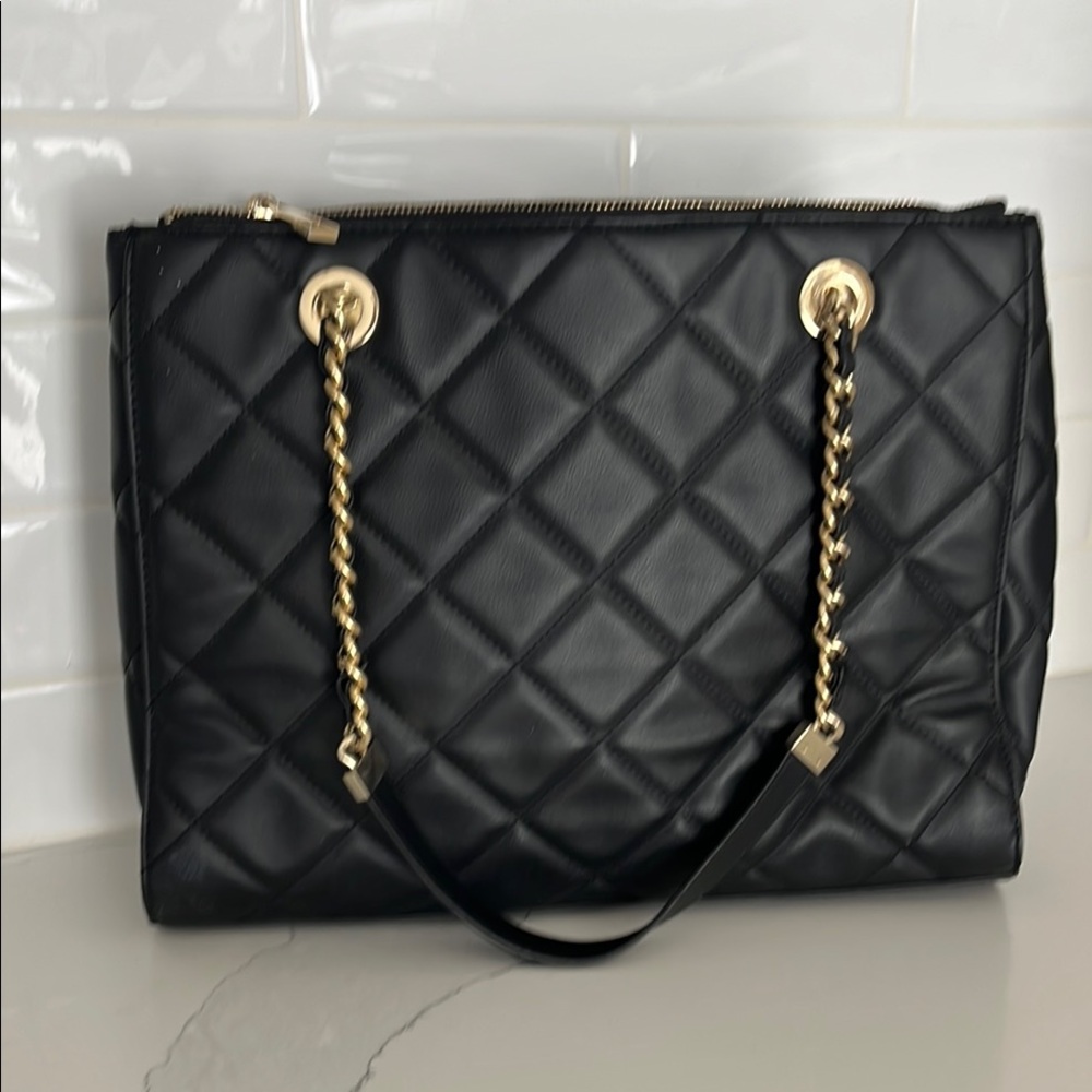 Aldo Black Quilted Vegan Leather Bag